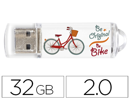 TECHONETECH - Memoria usb flash drive 32 gb 2.0 be bike (Ref. TEC4005-32) (Canon L.P.I. 0,24€ Incluido)