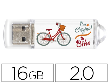 TECHONETECH - Memoria usb flash drive 16 gb 2.0 be bike (Ref. TEC4005-16) (Canon L.P.I. 0,24€ Incluido)