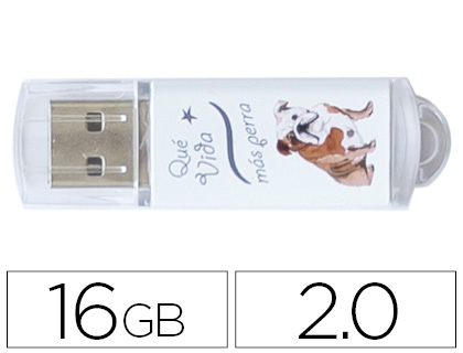 TECHONETECH - Memoria usb flash drive 16 gb 2.0 que vida mas perra (Ref. TEC4009-16) (Canon L.P.I. 0,24€ Incluido)