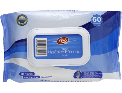 VIVO - Toallita humeda para wc paquete con tapa de 60 unidades (Ref. 080866)