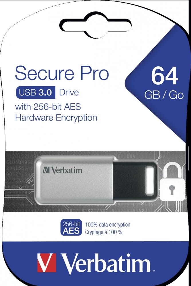 VERBATIM - USB DRIVE 3.0, 64GB SEGURE PRO (Incluye Canon LPI de 0,24 €) (Ref.98666)