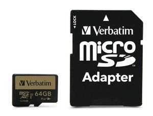 VERBATIM - PRO+ U3 64GB MICRO SDXC CARD CON ADAPTADOR (Incluye Canon LPI de 0,24 €) (Ref.44034)