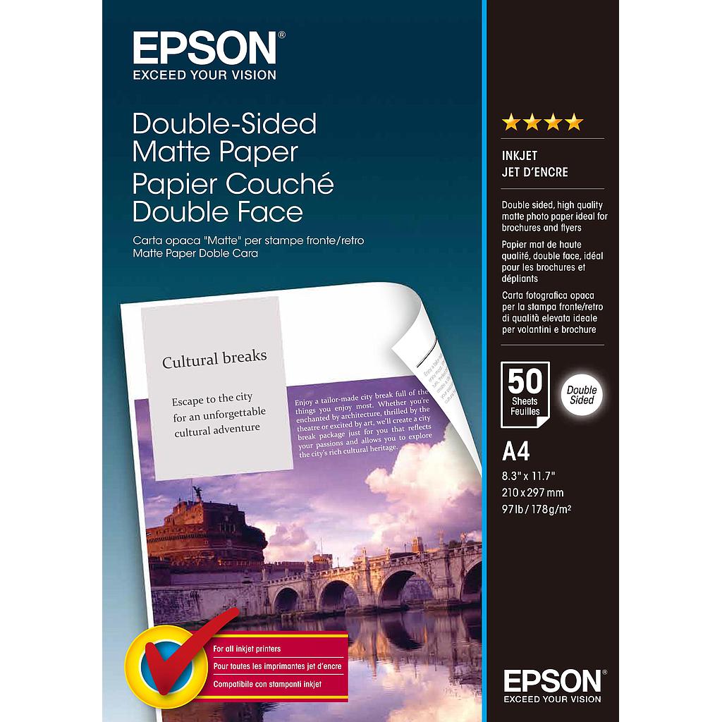 EPSON - PAPEL MATE DOBLE CARA (DOUBLE SIDEZ MATTE PAPER) A4, 178G.50 HOJA (Ref.C13S041569)