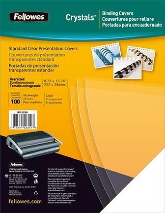 FELLOWES - PACK DE 100 PORTADAS PVC TRANSPARENTE CRISTAL A4 300 MICRAS (Ref.53763)