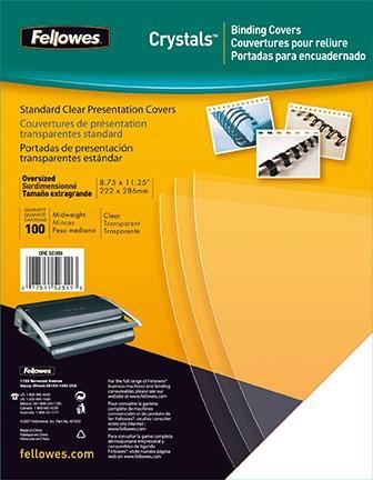 FELLOWES - PACK DE 100 PORTADAS PVC TRANSPARENTE CRISTAL A4 240 MICRAS (Ref.53762)