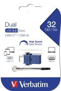VERBATIM - UNIDAD DUAL USB TIPO C/USB 3.0 DE 32GB (Incluye Canon LPI de 0,24 €) (Ref.49966)