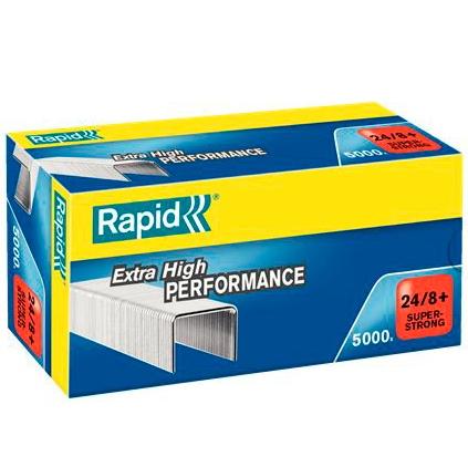 RAPID - GRAPAS SUPER STRONG 24/8+ mm. GALVANIZADAS caja de 5000 (Ref.24860100)