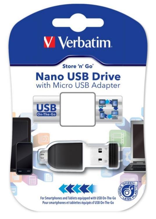 VERBATIM - STORE'N'STAY NANO USB 2.0, 16GB + OTG ADAPTADOR (Incluye Canon LPI de 0,24 €) (Ref.49821)