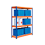 AR STORAGE - Estanteria metalica ar stabil xl 200x150x60 cm 4 estantes 500 kg por estante bandeja de madera sin tornillos color (Ref. ST18401-/15J408G00)