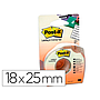 POST-IT - Cinta adhesiva 18x25 mm 6 lineas en portarrollos especial para ocultar y etiquetar (Ref. 658-HD)
