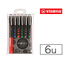 STABILO - Rotulador roller ball bl@ck 0,3 mm estuche de 6 unidades colores surtidos (Ref. 1016/6-2)