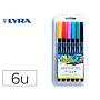 LYRA - Rotulador aqua brush acuarelable doble punta y pincel tonos primarios blister de 6 unidades (Ref. L6521060)