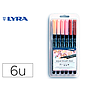 LYRA - Rotulador aqua brush acuarelable doble punta y pincel tonos piel blister de 6 unidades surtidas (Ref. L6521062)