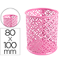 Q-CONNECT - Cubilete portalapices metal redondo rosa diametro 80 altura 100 mm (Ref. KF11224)