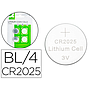 Q-CONNECT - Pila tipo boton litio cr2025 3v blister de 4 unidades (Ref. KF14559)