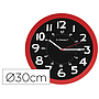 Q-CONNECT - Reloj de pared plastico oficina redondo 30 cm color rojo y esfera color negro (Ref. KF11215)
