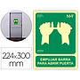 ARCHIVO 2000 - Pictograma empujar barra para abrir puerta pvc verde luminiscente 224x300 mm (Ref. 6170-01H VE)