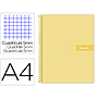 LIDERPAPEL - Cuaderno espiral A4 micro crafty tapa forrada 120h 90gr cuadro 5mm 5 bandas 4 taladros color amarillo (Ref. BA89)