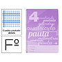 LIDERPAPEL - Cuaderno espiral folio pautaguia tapa plastico 80h 75gr cuadro pautado 4mm con margen color violeta (Ref. BE38)