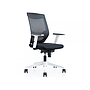 ROCADA - Silla de oficina con brazos regulables y respaldo malla negro tapizada en tela ignifuga negro color blanco (Ref. 908W-4)