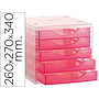 Q-CONNECT - Fichero cajones de sobremesa 260x270x340 mm apilables 5 cajones rosa translucido (Ref. KF18413)