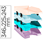 EXACOMPTA - Bandeja sobremesa plastico aquarel set de 4 bandejas combo midi colores pastel 346x225x243 mm (Ref. 113296SETD)