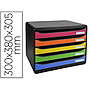 EXACOMPTA - Fichero cajones sobremesa big-box plus apaisada iderama arlequin 5 cajones multicolores (Ref. 308798D)