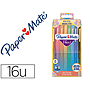 PAPER MATE - PAPERMATE - Rotulador flair original punta fibra tropical estuche rigido de 16 unidades colores surtidos (Ref. 2061396)