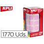APLI - Gomets autoadhesivo circulares 20 mm rosa rollo con 1770 unidades (Ref. 11489)