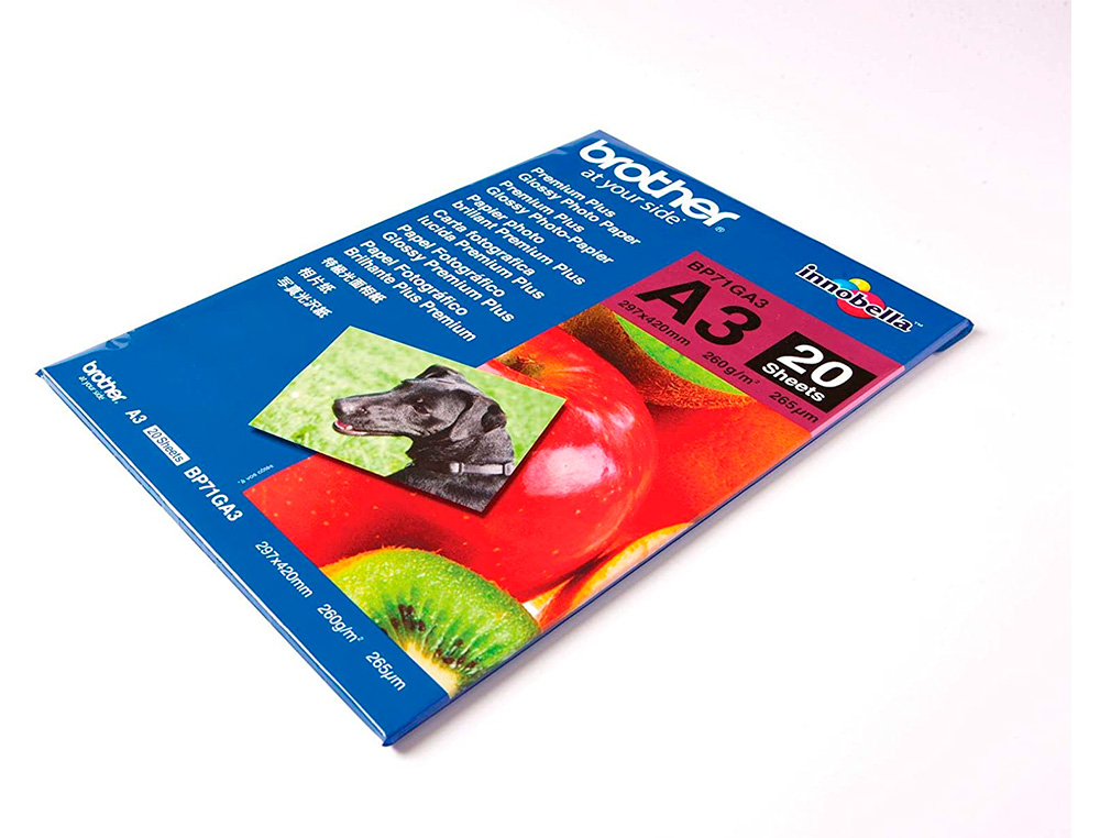BROTHER - Papel foto brillante a3 260g/m2 paquete 20 hojas (Ref. BP71GA3)