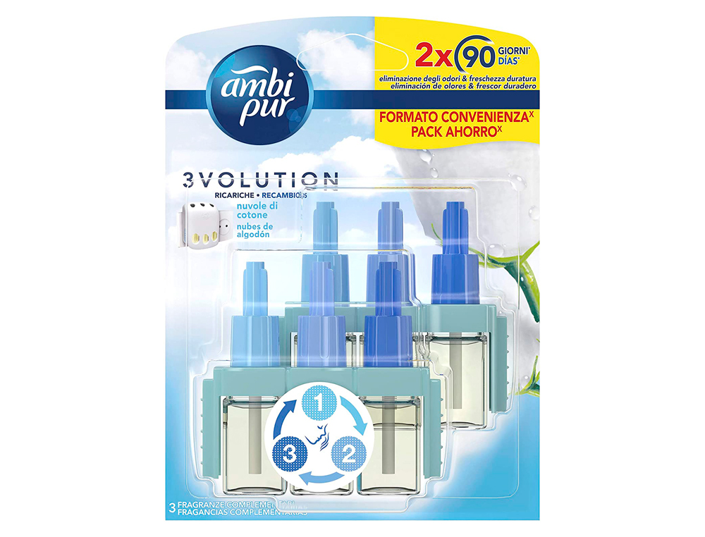 AMBI PUR - Ambientador ambipur electrico 3 volution nubes algodon recambio 21,5 ml (Ref. 062231 á)