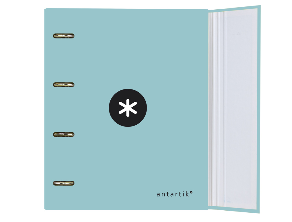 ANTARTIK - Carpeta con recambio y solapa liderpapel A4 cuadro 5mm forrada 4 anillas redondas 40mm color menta (Ref. AW56)