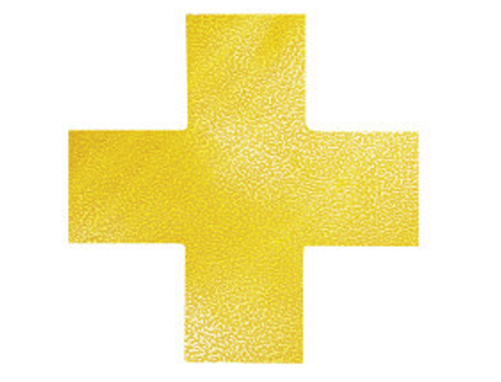 DURABLE - Simbolo adhesivo pvc forma de cruz para delimitacion suelo amarillo 150x150x0,7 mm pack de 10 (Ref. 1701-04)