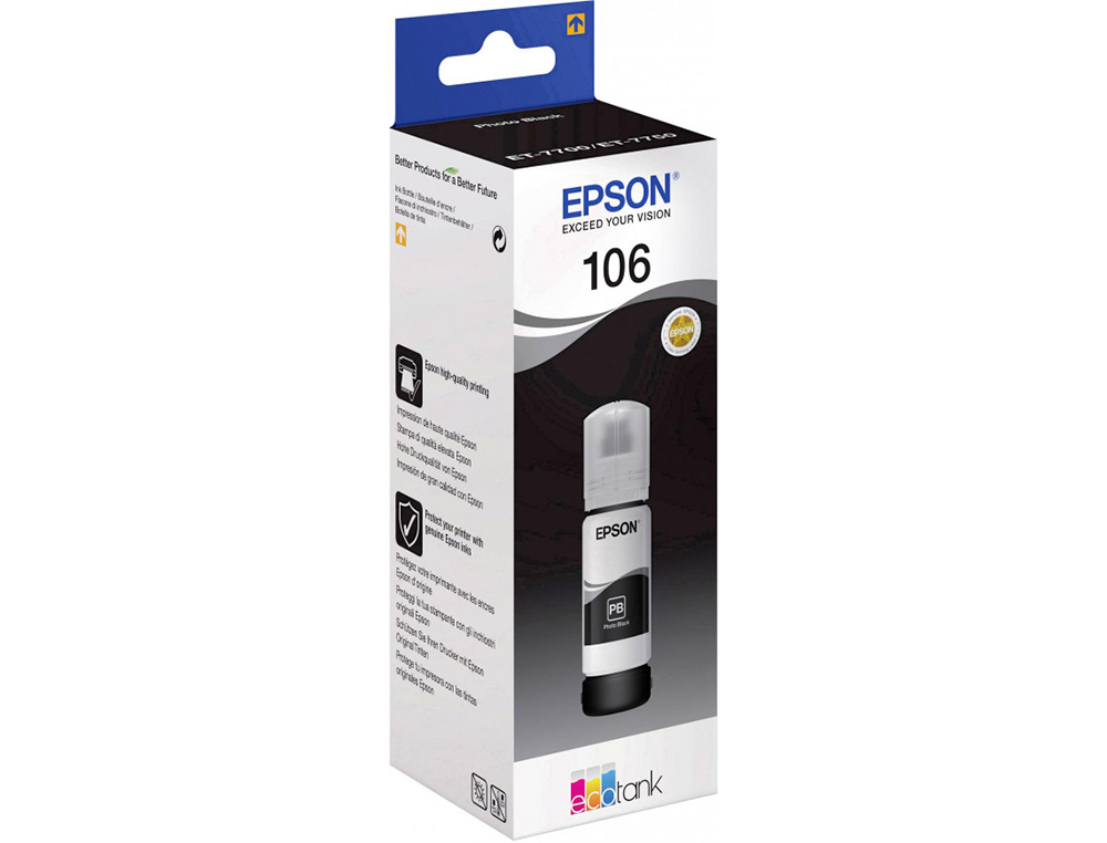 EPSON - Ink-jet 106 ecotank photo negro ink bottle et-7700 / et-7750 (Ref. C13T00R140)