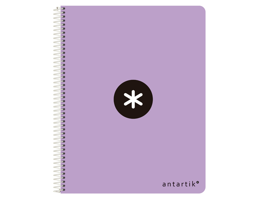 ANTARTIK - Cuaderno espiral liderpapel A4 micro tapa dura 80h 100 gr cuadro 5 mm sin bandas 4 taladros color lavanda (Ref. KB03)