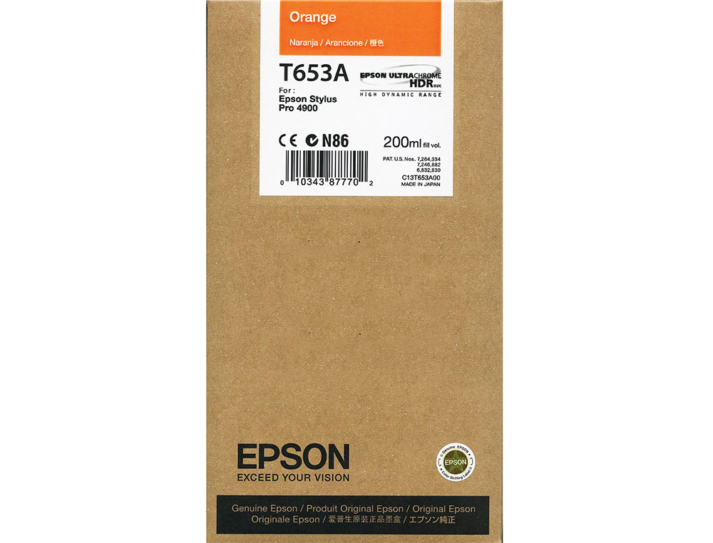 EPSON - Ink-jet gf stylus pro-4900 naranja 200 ml (Ref. C13T653A00)