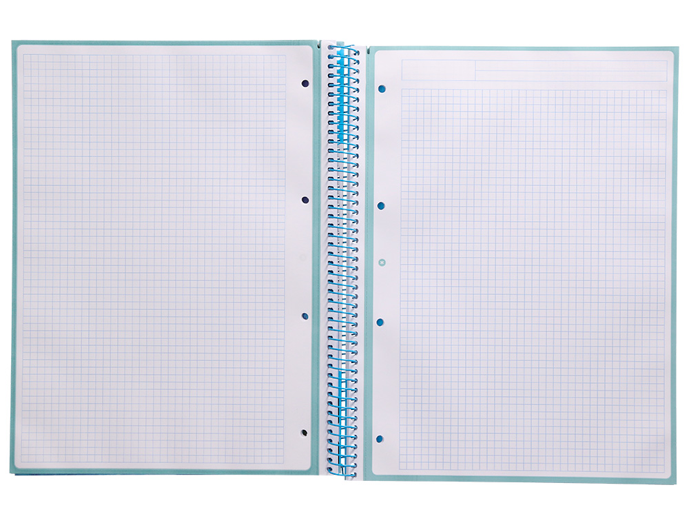 ANTARTIK - Cuaderno espiral liderpapel A4 micro tapa forrada 80h 90 gr cuadro 5mm 1 banda 4 taladros celeste (Ref. KB25)