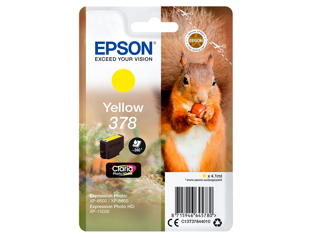 EPSON - Ink-jet singlepack amarillo 378 claria photo hd ink (Ref. C13T37844010)