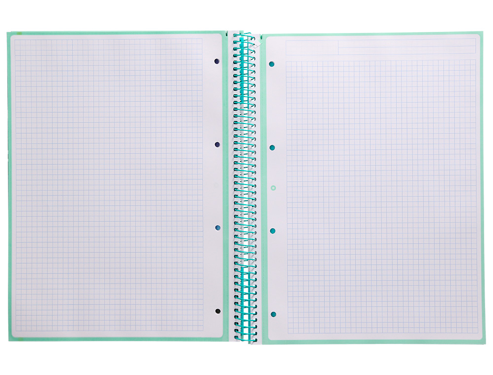 ANTARTIK - Cuaderno espiral liderpapel A4 micro tapa forrada 80h 90 gr cuadro 5mm 1 banda 4 taladros menta (Ref. KB23)