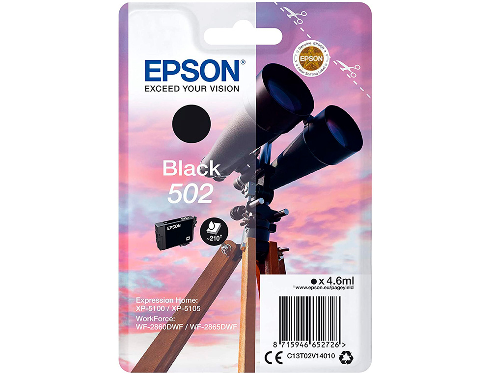 EPSON - Ink-jet singlepack negro 502 ink (Ref. C13T02V14010)