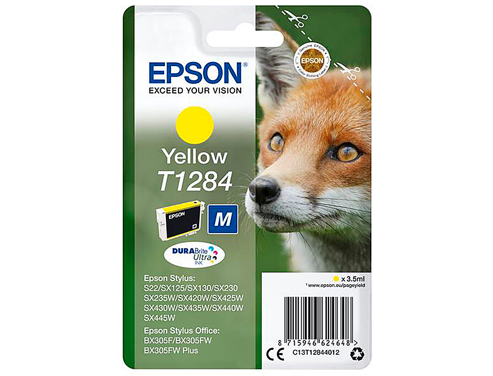 EPSON - Ink-jet t1284 amarillo sx125 / sx420w / 425w / office bx305f -capacidad (Ref. C13T12844012)