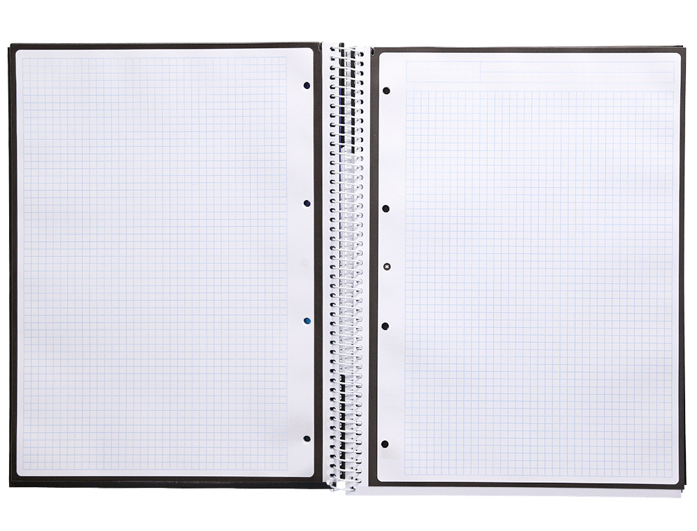 ANTARTIK - Cuaderno espiral liderpapel A4 micro tapa forrada 80h 90 gr cuadro 5mm 1 banda 4 taladros negro (Ref. KB18)