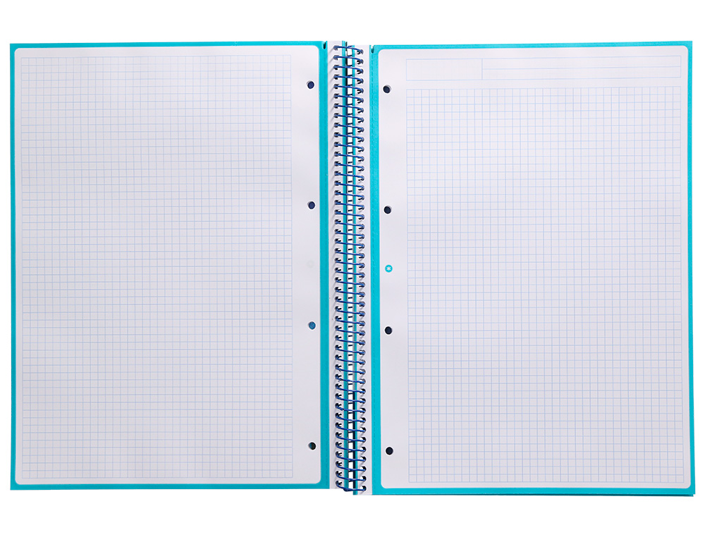 ANTARTIK - Cuaderno espiral liderpapel A4 micro tapa forrada 80h 90 gr cuadro 5mm 1 banda 4 taladros turquesa (Ref. KB26)