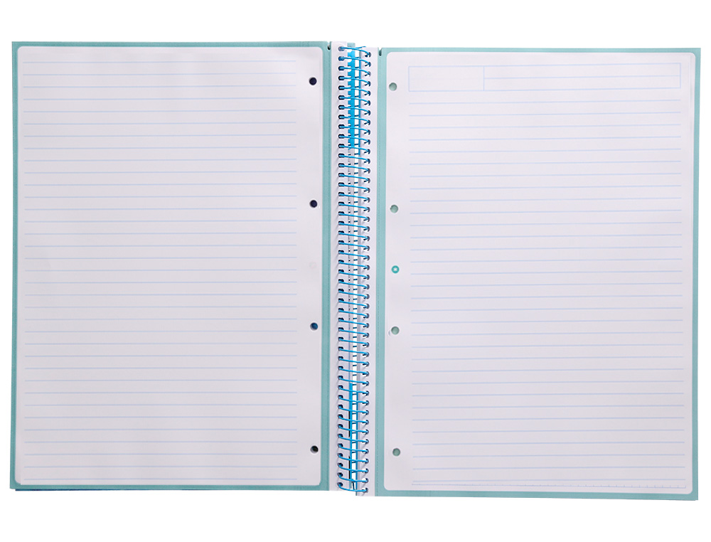 ANTARTIK - Cuaderno espiral liderpapel A4 micro tapa forrada80h 90 gr horizontal 1 banda 4 taladros color celeste (Ref. KB35)