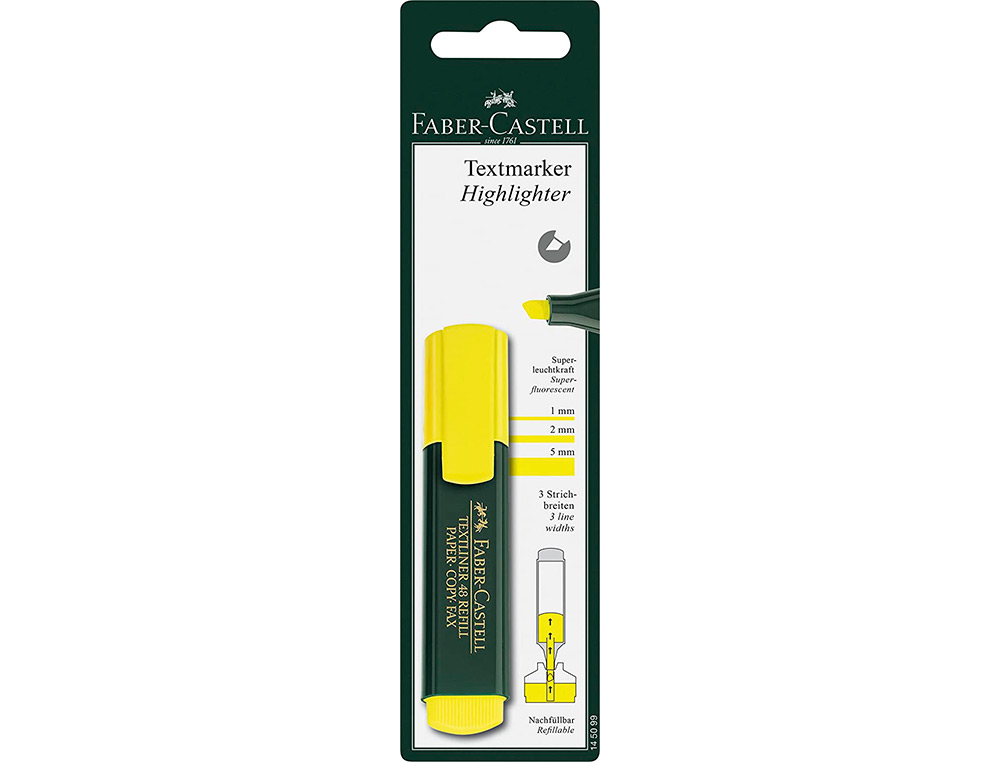 FABER CASTELL - Rotulador fluorescente textliner 48-07 amarillo blister de 1 unidad (Ref. 145099)