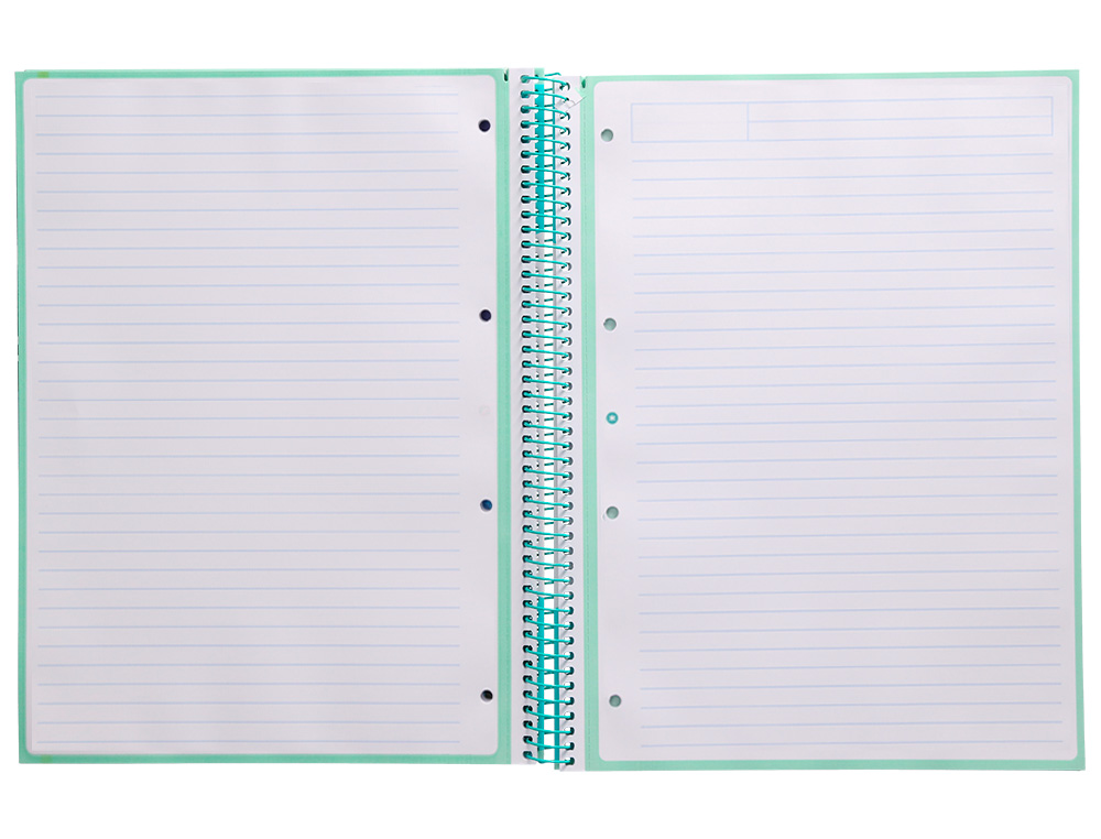 ANTARTIK - Cuaderno espiral liderpapel A4 micro tapa forrada80h 90 gr horizontal 1 banda 4 taladros color menta (Ref. KB33)