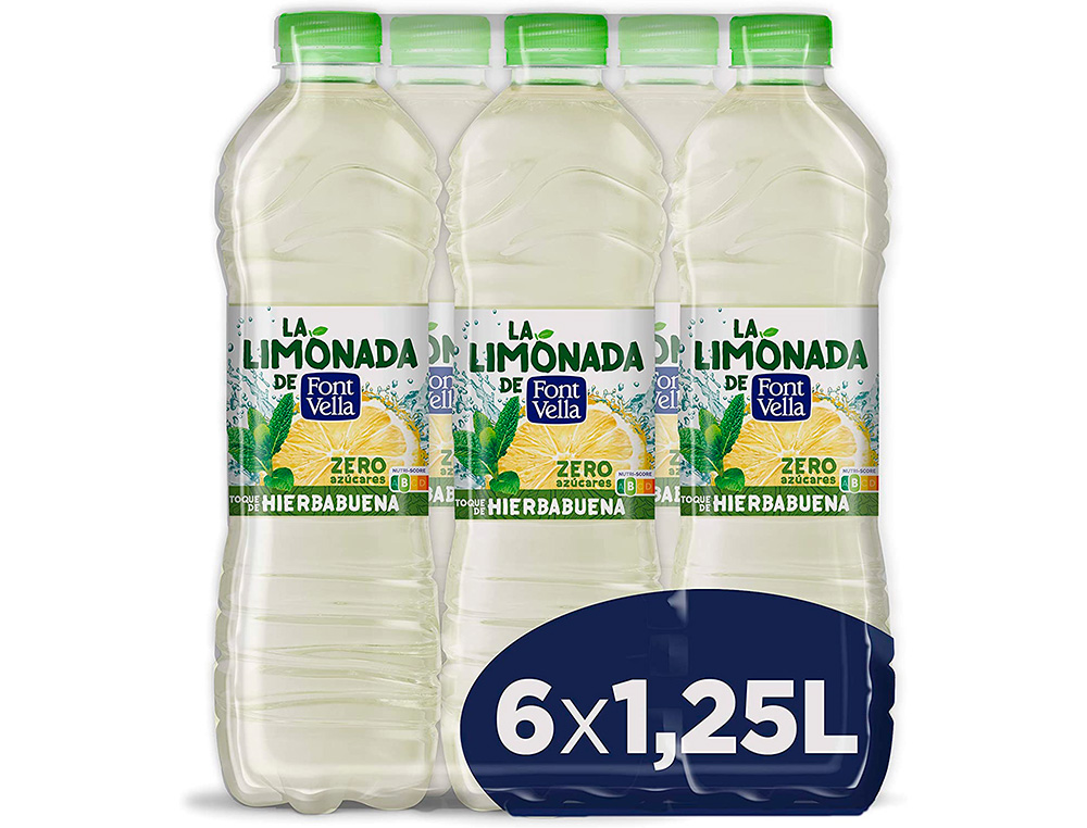 FONT VELLA - Agua mineral natural lim0nada zero con zumo de limon botella 1,25 l (Ref. 159164)