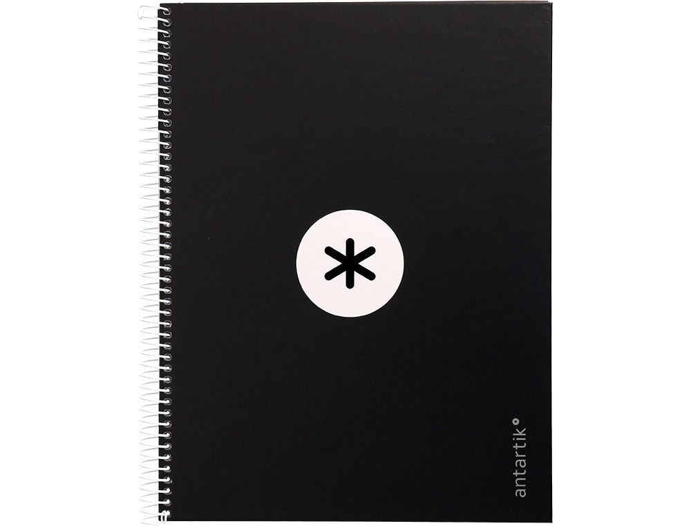 ANTARTIK - Cuaderno espiral liderpapel A4 micro tapa forrada80h 90 gr horizontal 1 banda 4 taladros color negro (Ref. KB28)