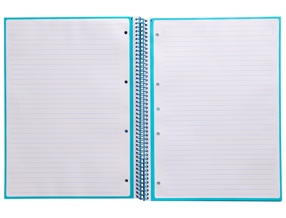 ANTARTIK - Cuaderno espiral liderpapel A4 micro tapa forrada80h 90 gr horizontal 1 banda 4 taladros color turquesa (Ref. KB36)