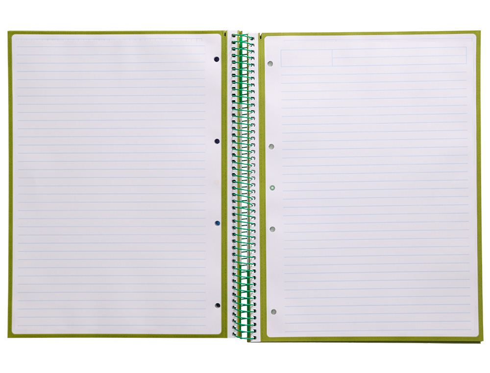 ANTARTIK - Cuaderno espiral liderpapel A4 micro tapa forrada80h 90 gr horizontal 1 banda 4 taladros color verde (Ref. KB32)